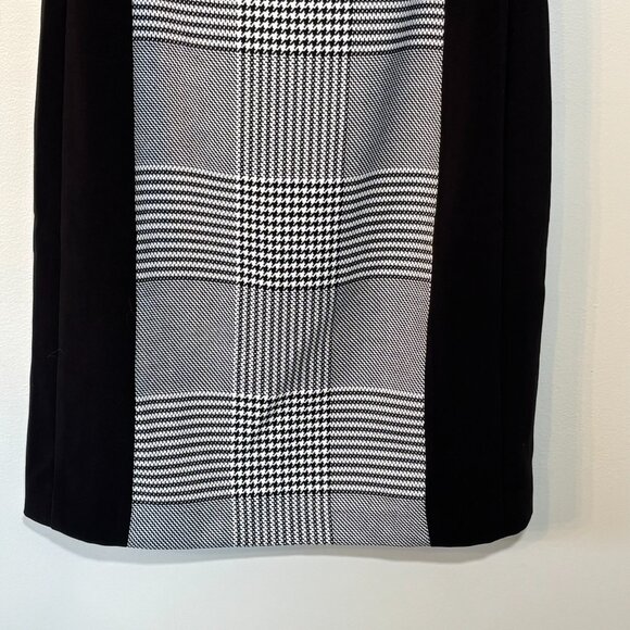 NWT H&M Sleeveless Midi Houndstooth-paneled Sheath Dress, Size 12 - Picture 6 of 15
